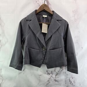 Coquille Blazer Womens 2 XS Gray Crop Jacket Golden Ratio Dynamism